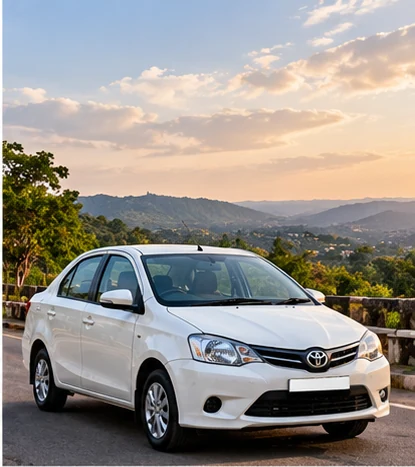 White sedan prepared for a scenic road trip